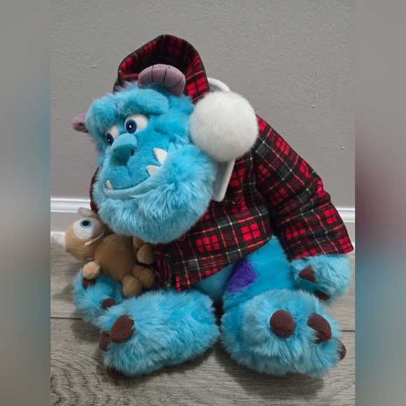 Disney Store Holiday Morning Sully 12" Plush Plaid Pajamas Santa Monsters Inc - Picture 4 of 7